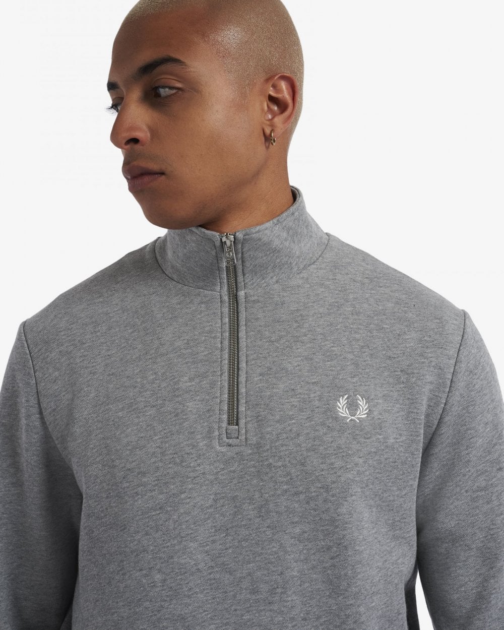 Fred Perry Mens Half Zip Sweatshirt - Steel Marl 420
