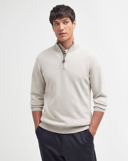 Barbour Cotton Mens Half Zip Jumper - Mist