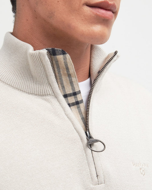 Barbour Cotton Mens Half Zip Jumper - Mist