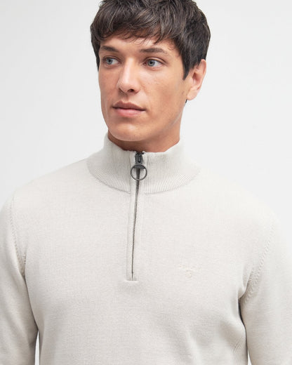 Barbour Cotton Mens Half Zip Jumper - Mist