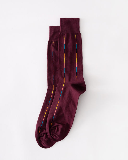 Paul Smith Mens Thin Artist Stripe Socks - 28 Burgundy