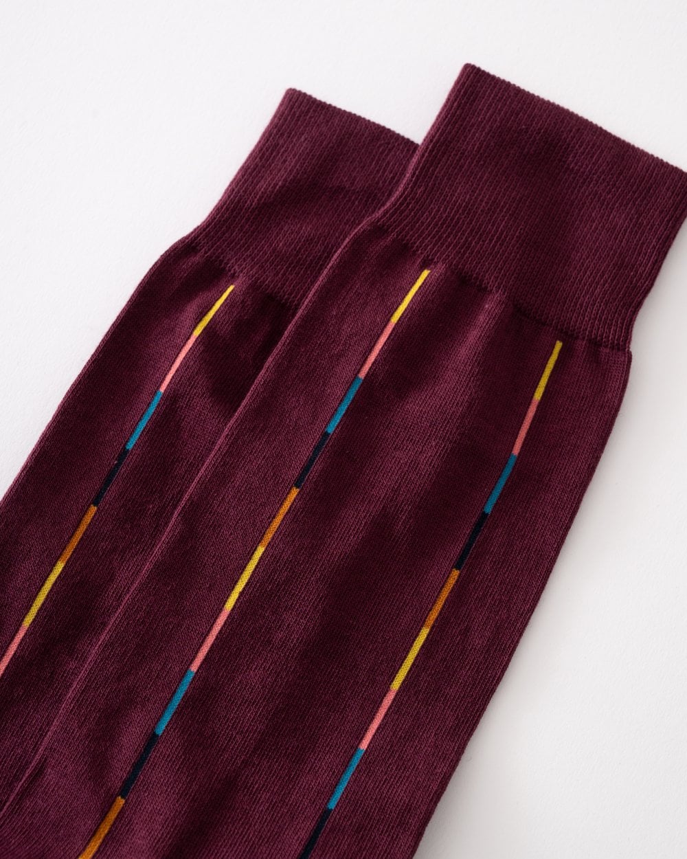 Paul Smith Mens Thin Artist Stripe Socks - 28 Burgundy