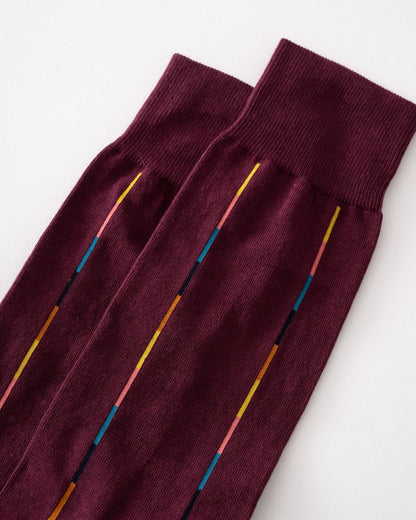 Paul Smith Mens Thin Artist Stripe Socks - 28 Burgundy