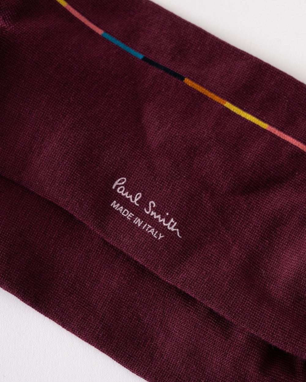 Paul Smith Mens Thin Artist Stripe Socks - 28 Burgundy