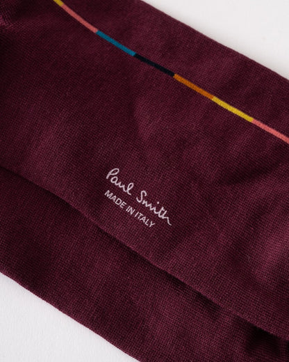 Paul Smith Mens Thin Artist Stripe Socks - 28 Burgundy