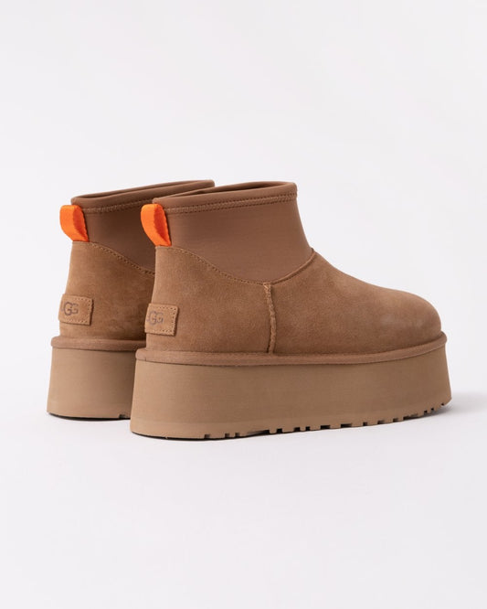 UGG Womens Classic Mini Dipper Platform Boots - Chestnut