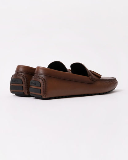 BOSS Orange Mens Calf Leather Driving Moccasins - Medium Brown 214