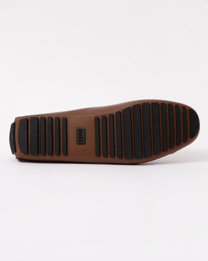 BOSS Orange Mens Calf Leather Driving Moccasins - Medium Brown 214
