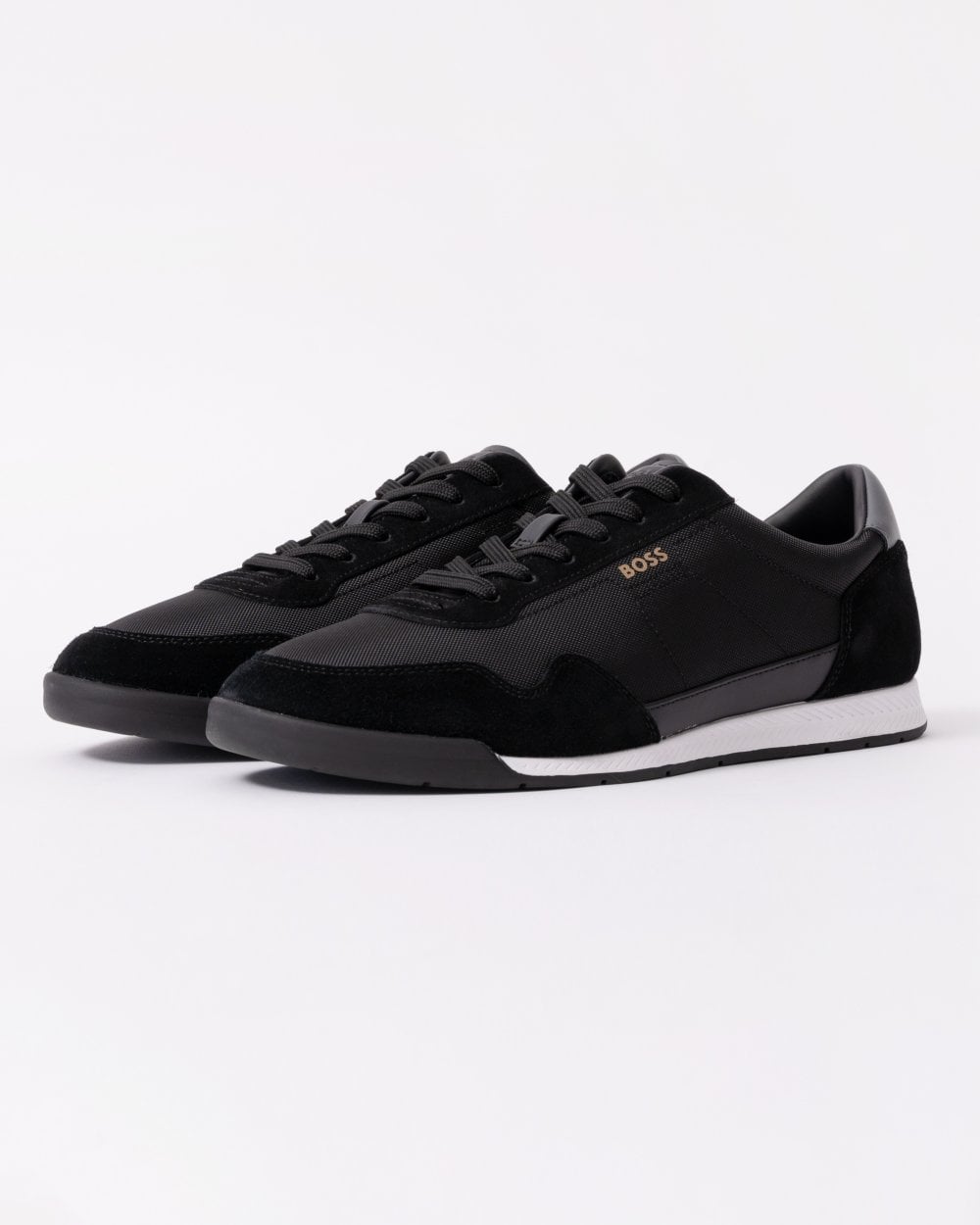 BOSS Orange Titanium Mens Mixed Material Lace-Up Trainers with Suede Trims