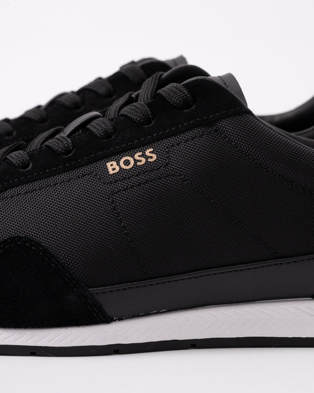 BOSS Orange Titanium Mens Mixed Material Lace-Up Trainers with Suede Trims - Black 002