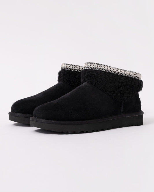 UGG Womens Classic Ultra Mini Maxi Curly Boots - Black