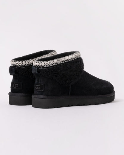 UGG Womens Classic Ultra Mini Maxi Curly Boots - Black