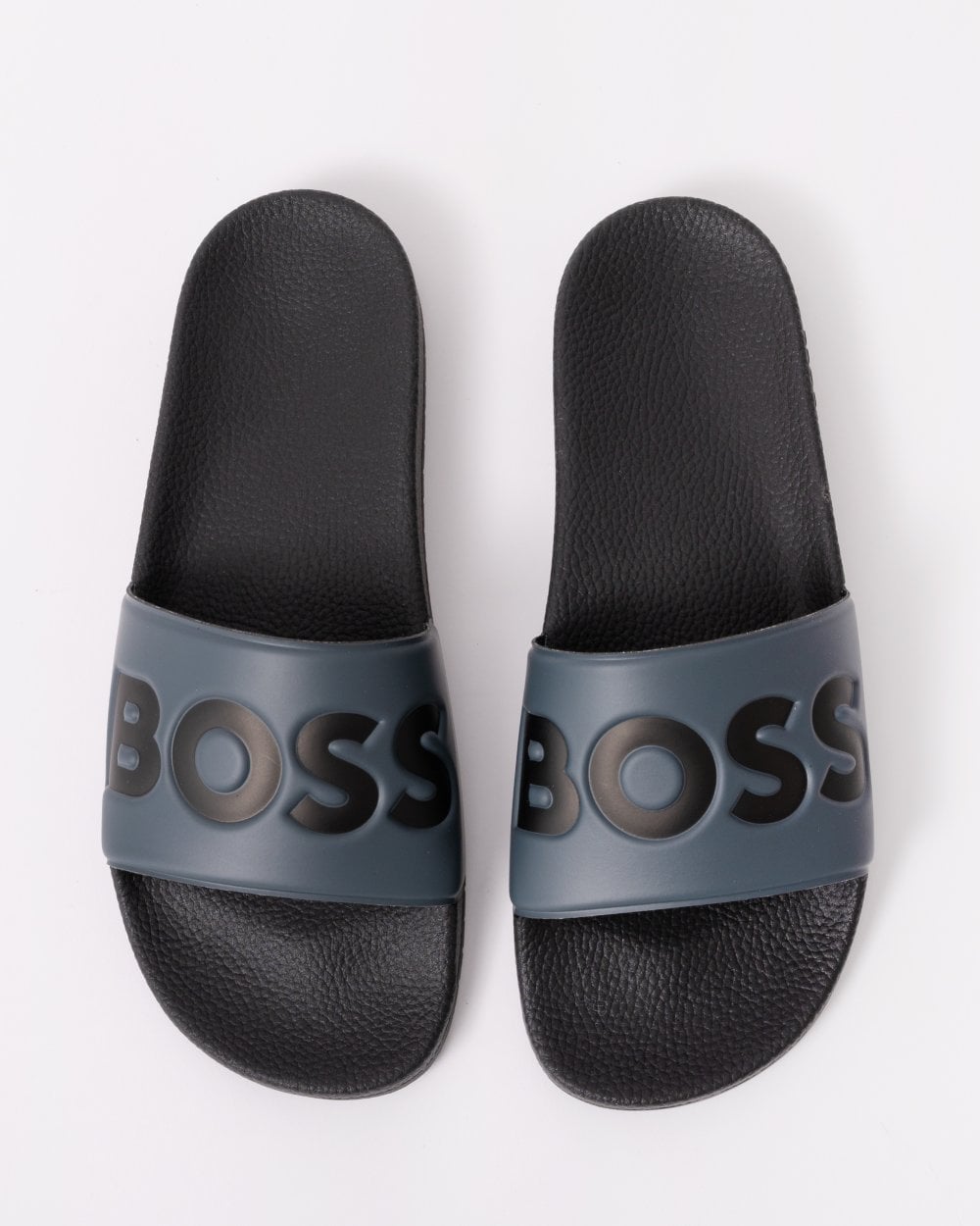 BOSS Orange Aryeh Mens Italian-Made Slides With Large Logo Detail - Medium Grey 036
