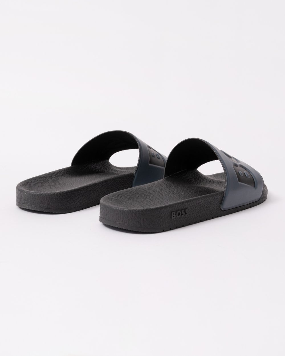 BOSS Orange Aryeh Mens Italian-Made Slides With Large Logo Detail - Medium Grey 036