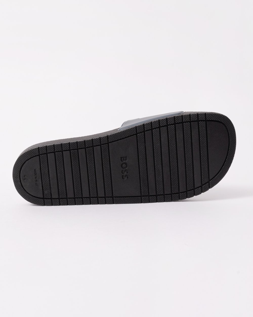 BOSS Orange Aryeh Mens Italian-Made Slides With Large Logo Detail - Medium Grey 036