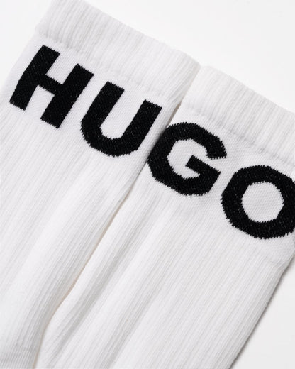 HUGO Iconic 3-Pack Quarter Length Combed Cotton Socks NOS - White 100