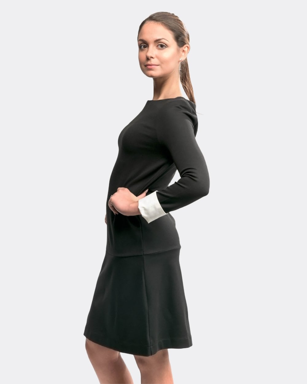 French Connection Lula Cuff Long Sleeve Slash Neck Womens Dress