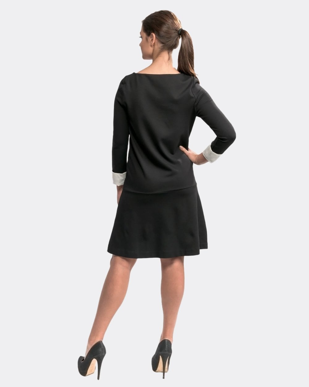 French Connection Lula Cuff Long Sleeve Slash Neck Womens Dress