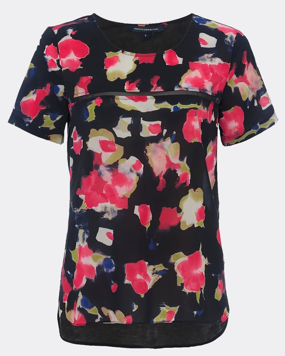 French Connection Bella Crepe Light Short Sleeve Round-Neck Womens Top