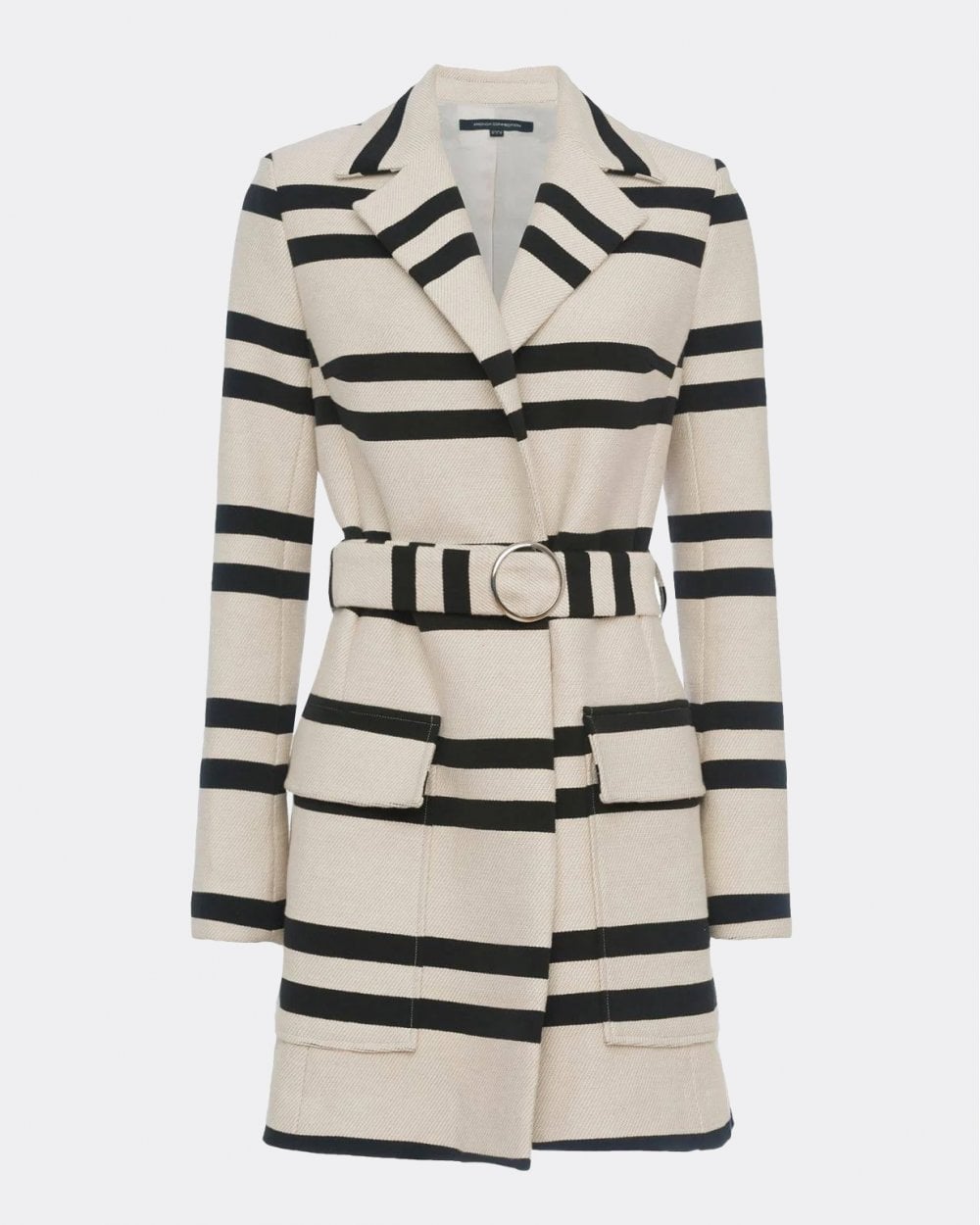 French Connection Escher Stripes Belted Womens Mac Jacket