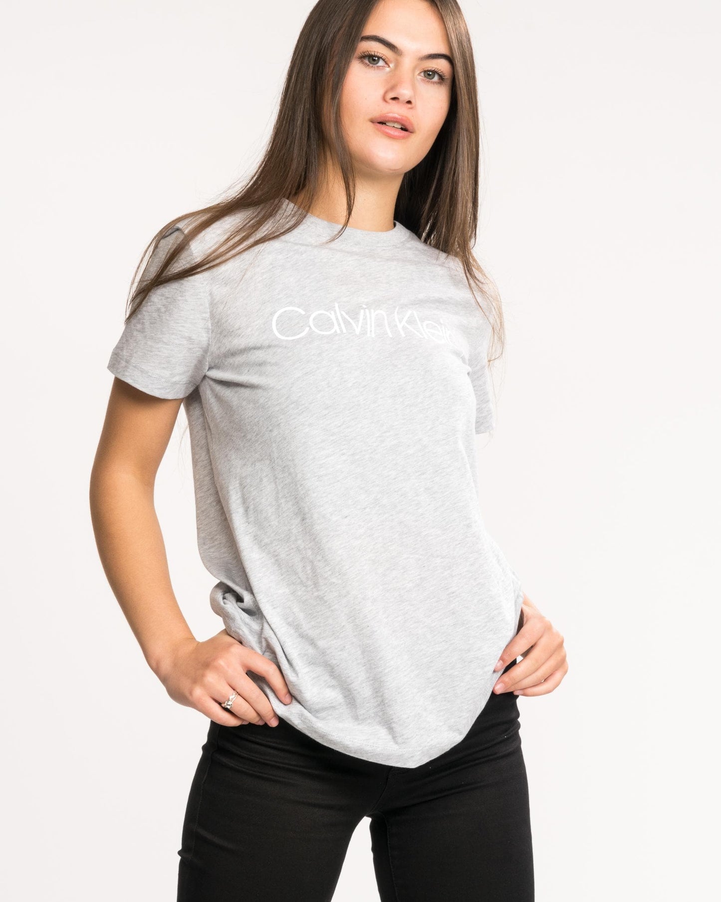 Calvin Klein Core Logo Womens Crew Neck - Light Grey Heather