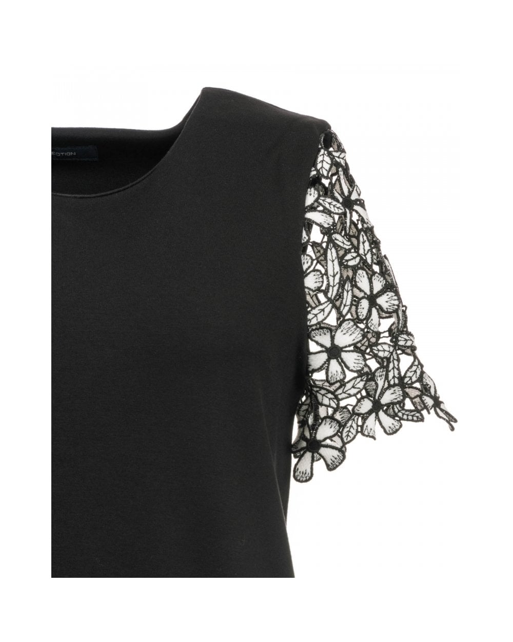 French Connection Flaga Floral Lace Short Sleeve Round Neck Tunic