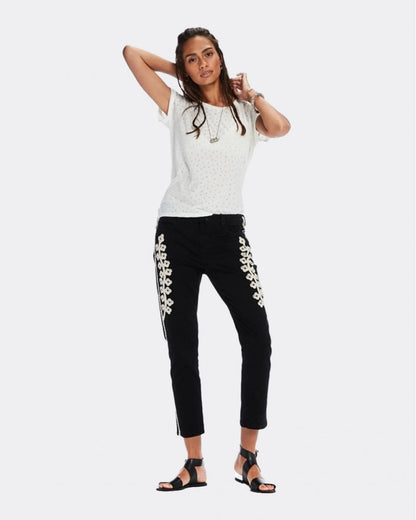 Maison Scotch Relaxed Fit Short Sleeve Burnout Womens Tee - White