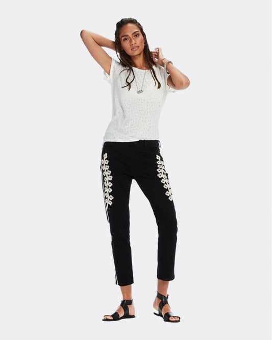 Maison Scotch Relaxed Fit Short Sleeve Burnout Womens Tee - White