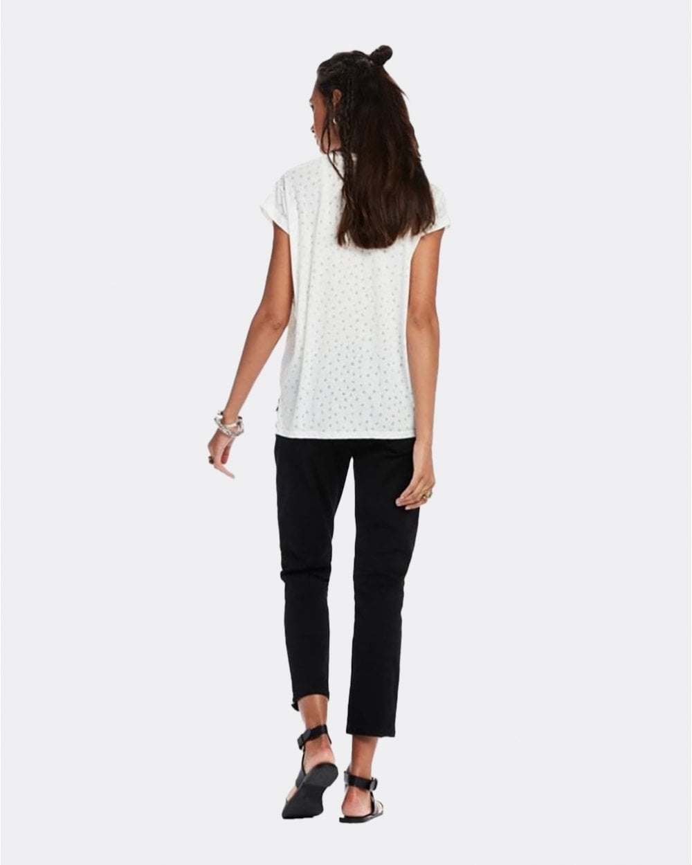 Maison Scotch Relaxed Fit Short Sleeve Burnout Womens Tee - White