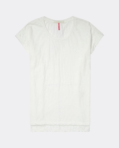 Maison Scotch Relaxed Fit Short Sleeve Burnout Womens Tee - White