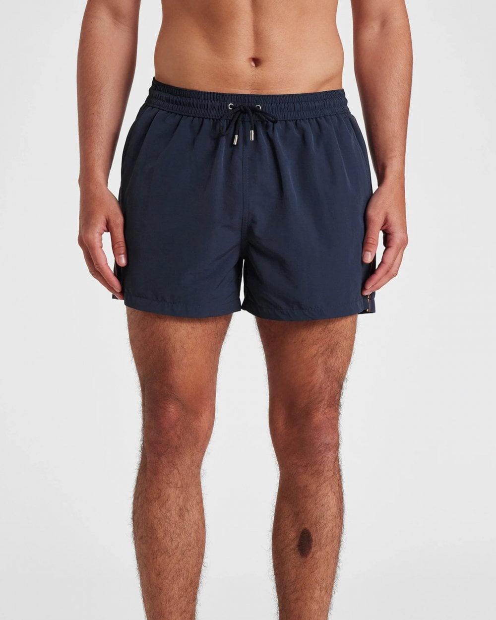 Paul Smith Mens Black Swim Shorts With Artist Stripe Trim - 47 Navy