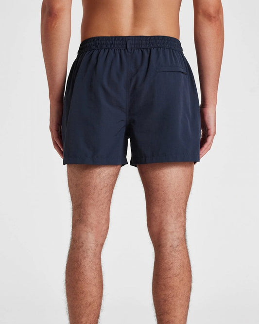 Paul Smith Mens Black Swim Shorts With Artist Stripe Trim - 47 Navy