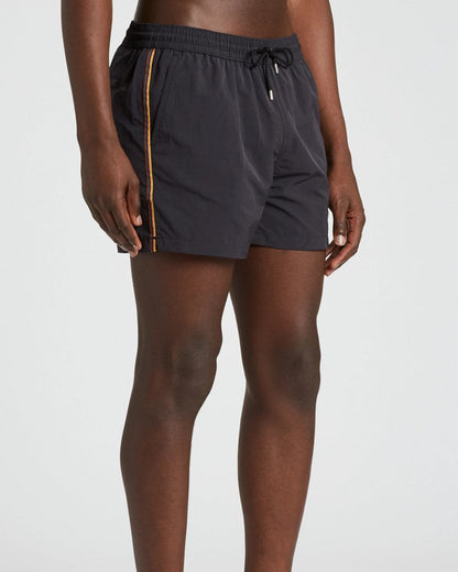 Paul Smith Mens Black Swim Shorts With Artist Stripe Trim