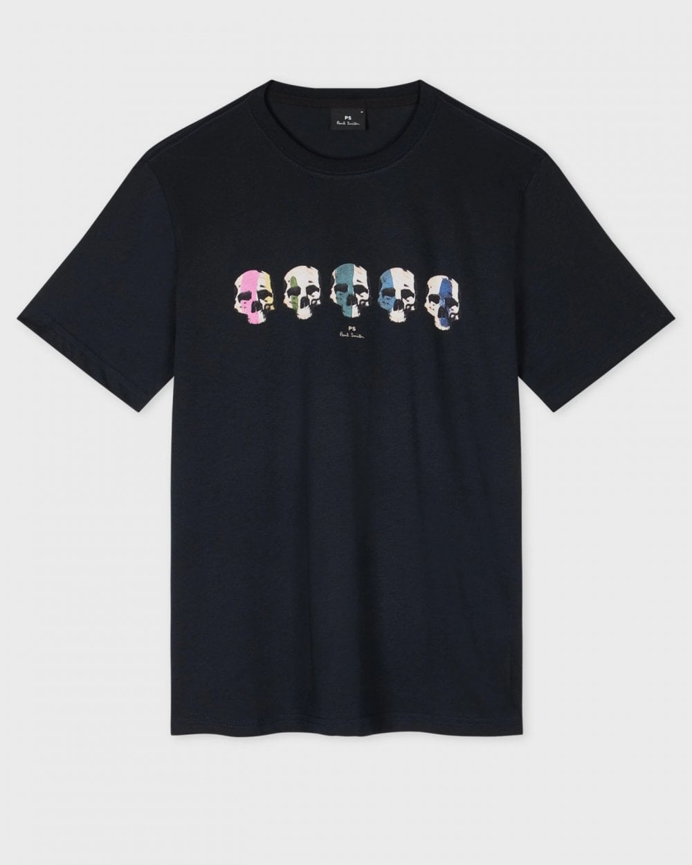 PS Paul Smith Mens Reg Fit Short Sleeve Multi Skull T-Shirt - 49 Very Dark Navy