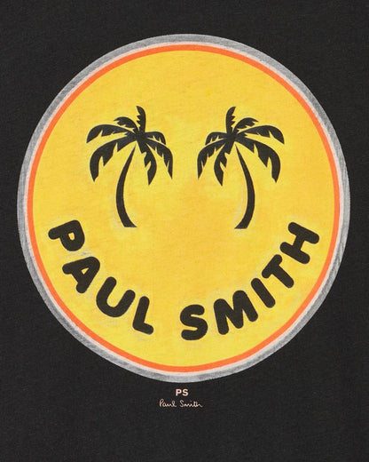 PS Paul Smith Mens Reg Fit Short Sleeve Palm Trees T-Shirt - 79 Black
