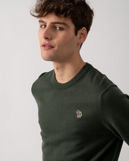 PS Paul Smith Mens Crew Neck Zebra Badge Jumper - 39 Very Dark Green
