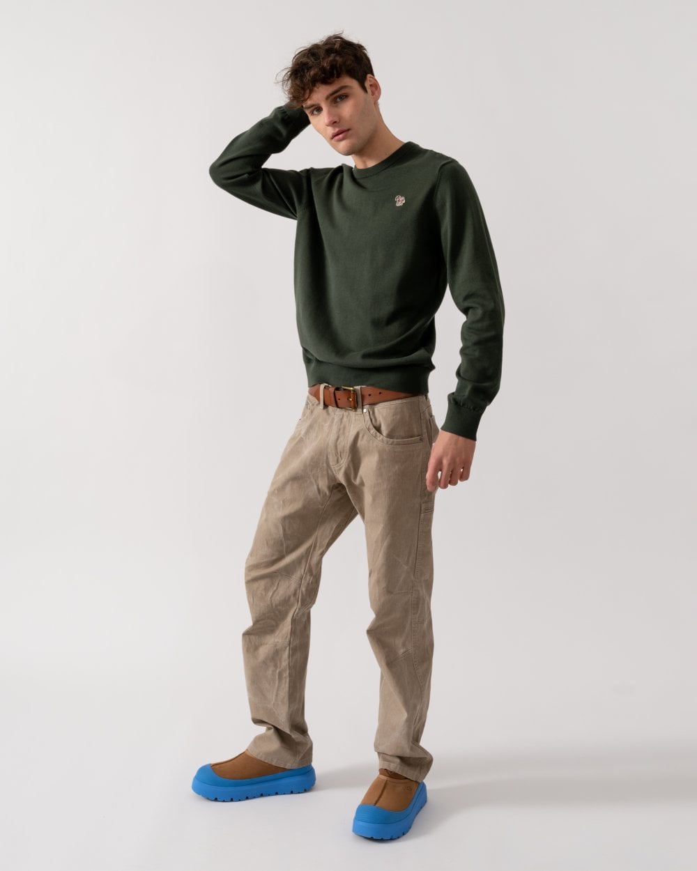 PS Paul Smith Mens Crew Neck Zebra Badge Jumper - 39 Very Dark Green