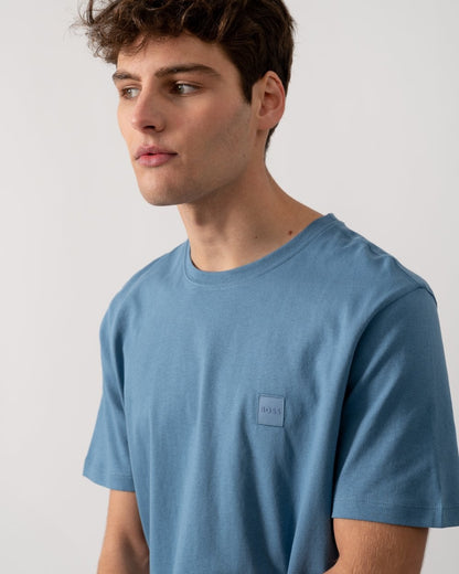 BOSS Orange Tales Mens Cotton-Jersey T-shirt With Logo Patch - Light/Pastel Blue 459
