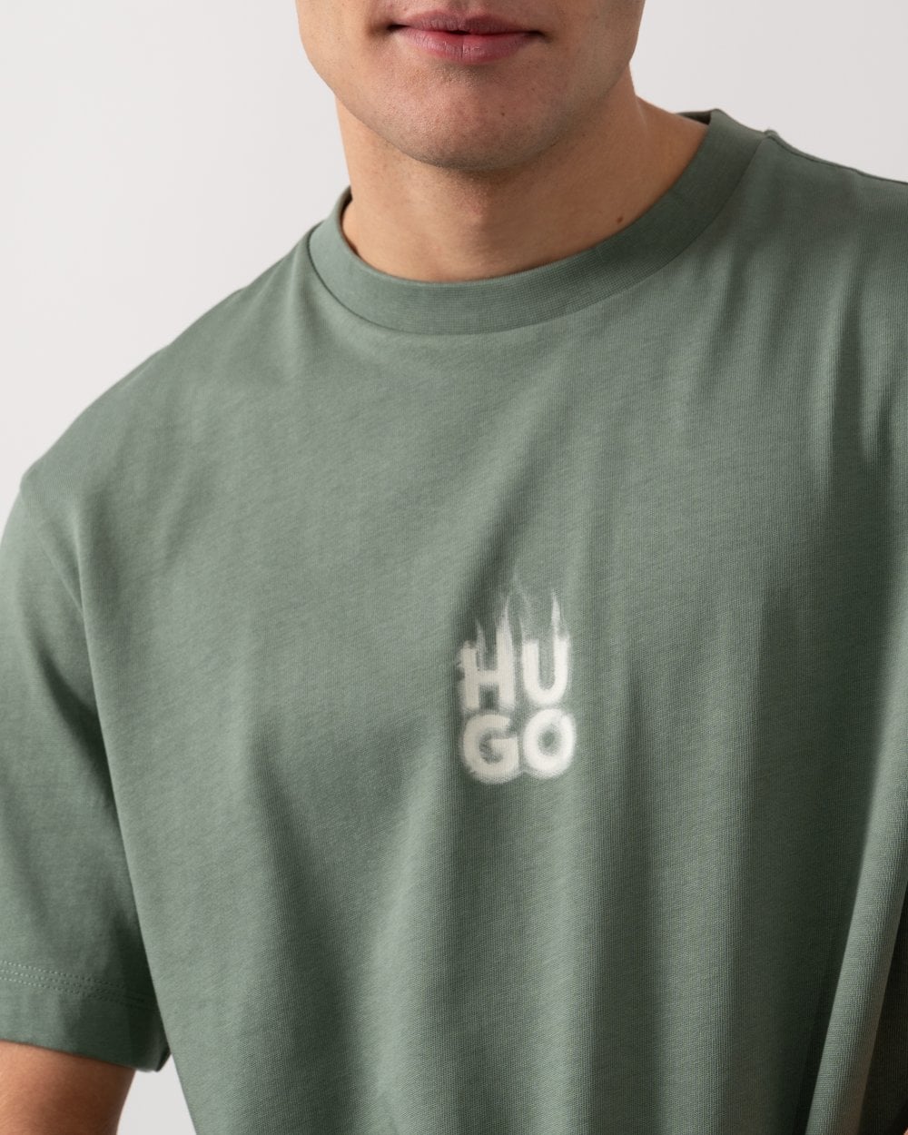 HUGO Dalsar Mens Logo Print T-shirt - Open Green 343