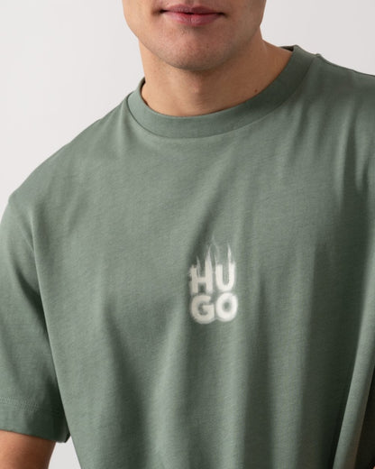 HUGO Dalsar Mens Logo Print T-shirt - Open Green 343
