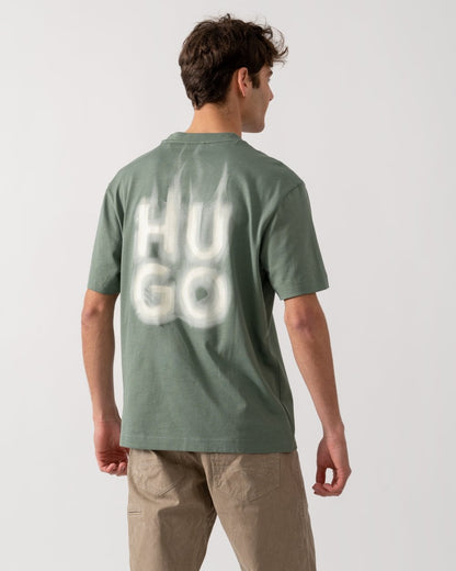 HUGO Dalsar Mens Logo Print T-shirt - Open Green 343