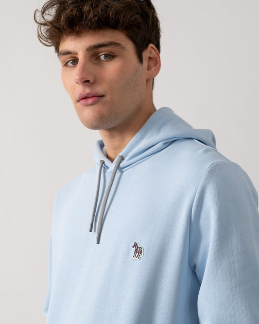PS Paul Smith Mens Regular Fit Cotton Zebra Logo Hoodie - 41E Light Blue