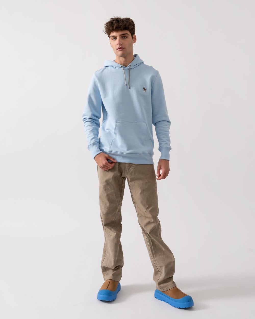 PS Paul Smith Mens Regular Fit Cotton Zebra Logo Hoodie - 41E Light Blue
