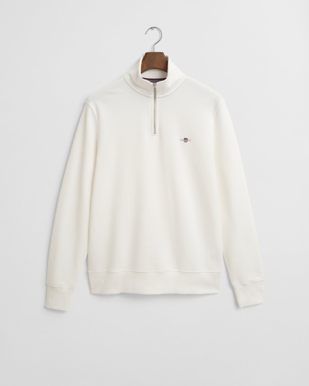 GANT Mens Regular Fit Shield Logo Half Zip Sweatshirt - 113 Eggshell