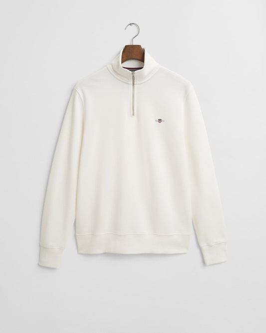 GANT Mens Regular Fit Shield Logo Half Zip Sweatshirt - 113 Eggshell