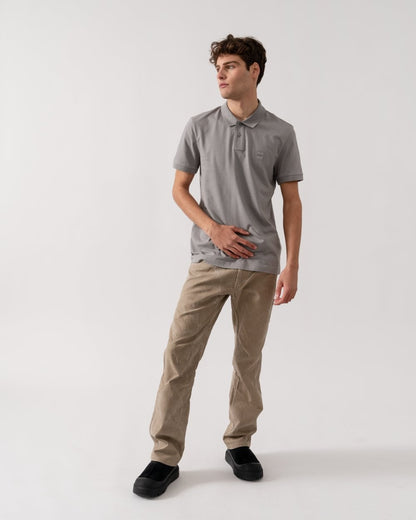 BOSS Orange Passenger Mens Stretch-Cotton Slim-Fit Polo Shirt with Logo Patch - Open Grey 063