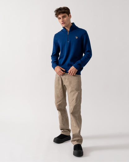 PS Paul Smith Mens Zip Neck Zebra Badge Sweater - 48 Inky Blue