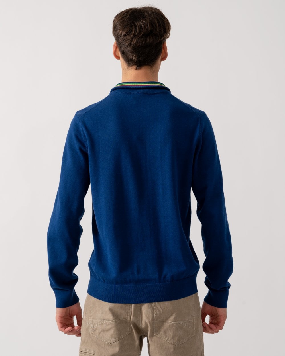 PS Paul Smith Mens Zip Neck Zebra Badge Sweater - 48 Inky Blue