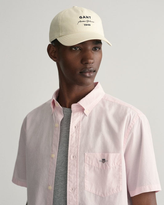 GANT Mens Regular Fit Short Sleeve Poplin Shirt - 662 Light Pink