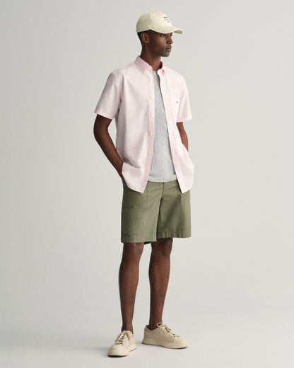 GANT Mens Regular Fit Short Sleeve Poplin Shirt - 662 Light Pink